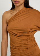 Rick Owens Lilies Diana One-sleeve Fine-knit top Tan