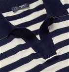 Beams F - Slim-Fit Striped Knitted Cotton Polo Shirt - Men - Navy