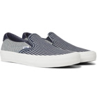 Vans - Vans Vault 59 LX Suede-Trimmed Striped Denim Slip-On Sneakers - Blue