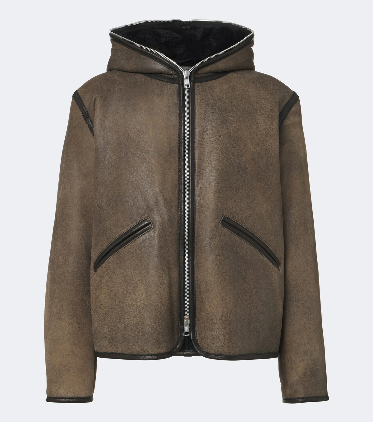 Our Legacy Hooded shearling-lined leather jacket