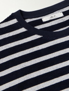 Mr P. - Striped Cotton Terry T-shirt - Blue