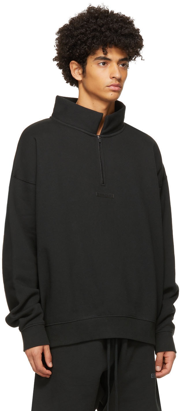 Essentials Black Mock Neck Half-Zip Sweatshirt Essentials