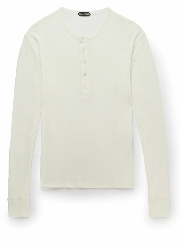 Photo: TOM FORD - Cotton-Jersey Henley T-Shirt - White
