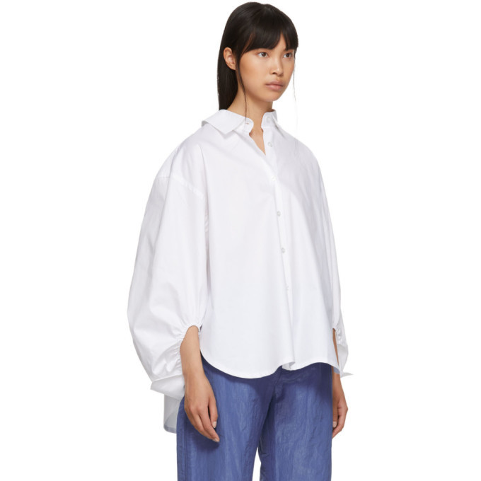Ovelia Transtoto White Oversized Split Hem Shirt