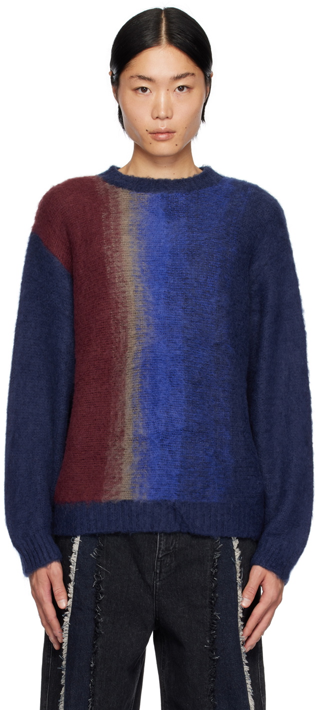 JieDa Navy & Burgundy Gradation Sweater JieDa