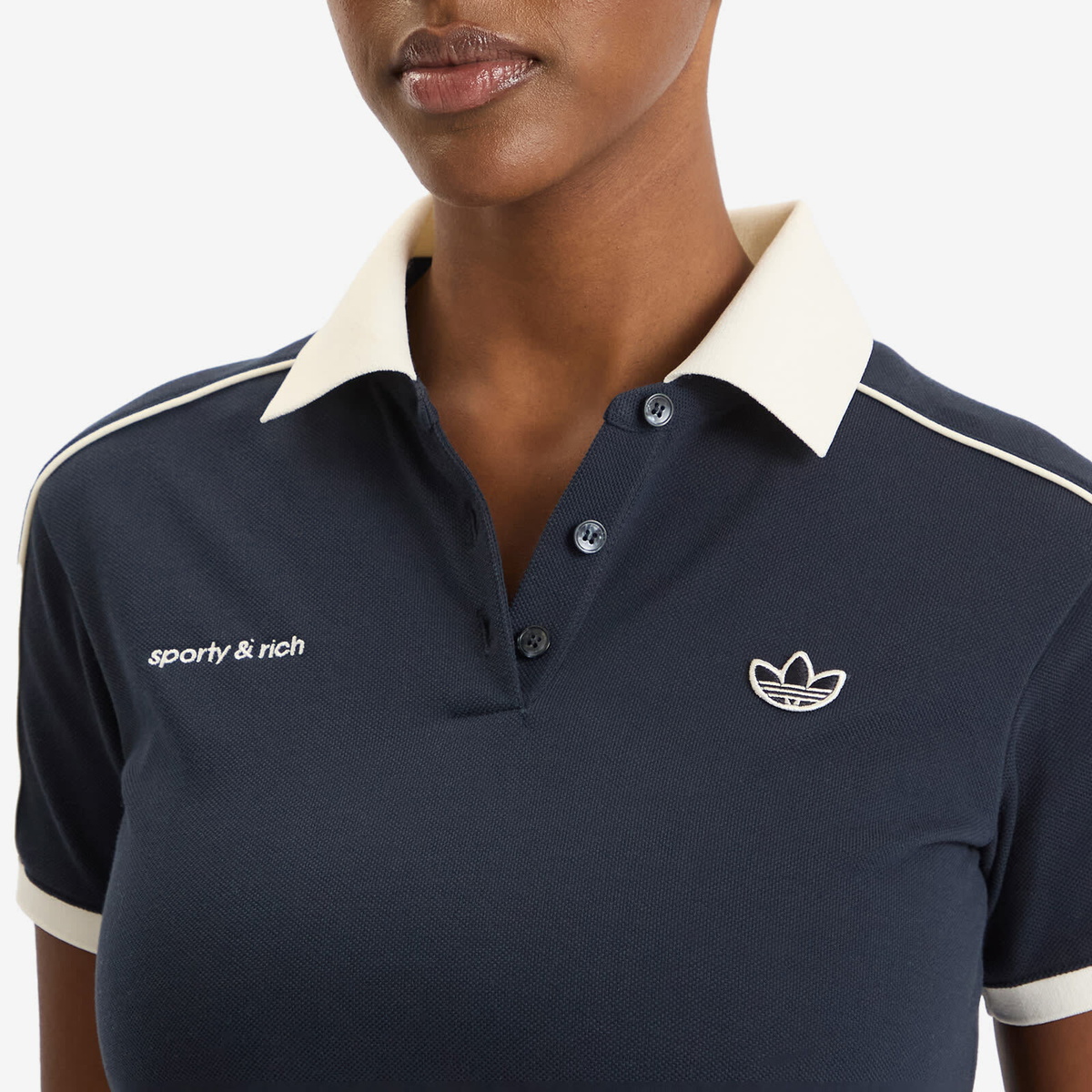 Adidas Women's x Sporty & Rich POLO T-SHIRT in Night Navy