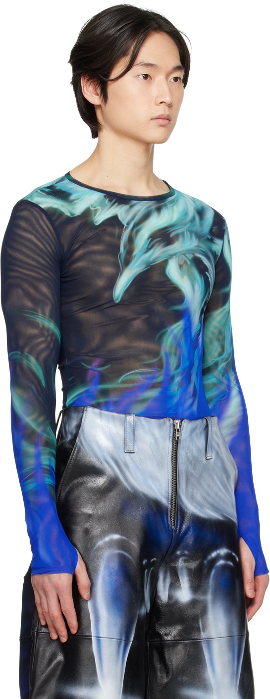 Gerrit Jacob Black & Blue Flame Long Sleeve T-Shirt