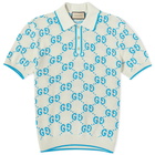 Gucci Men's Knitted GG Polo Shirt in Ivory