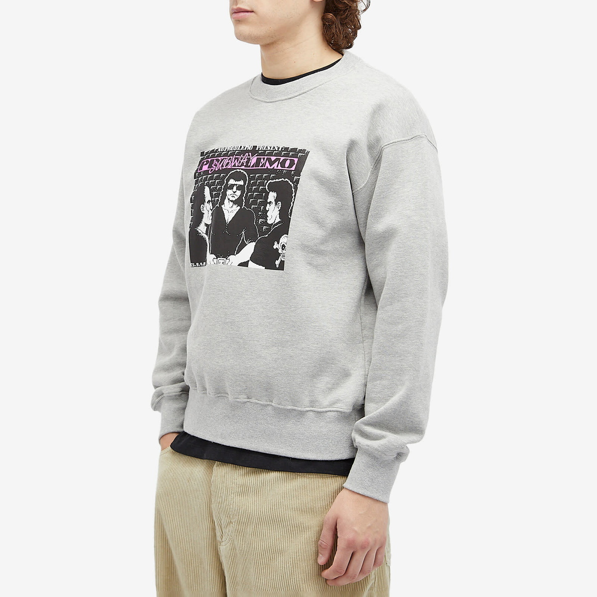 No Problemo Men's Subway Crew Sweatshirt in Grey Marl