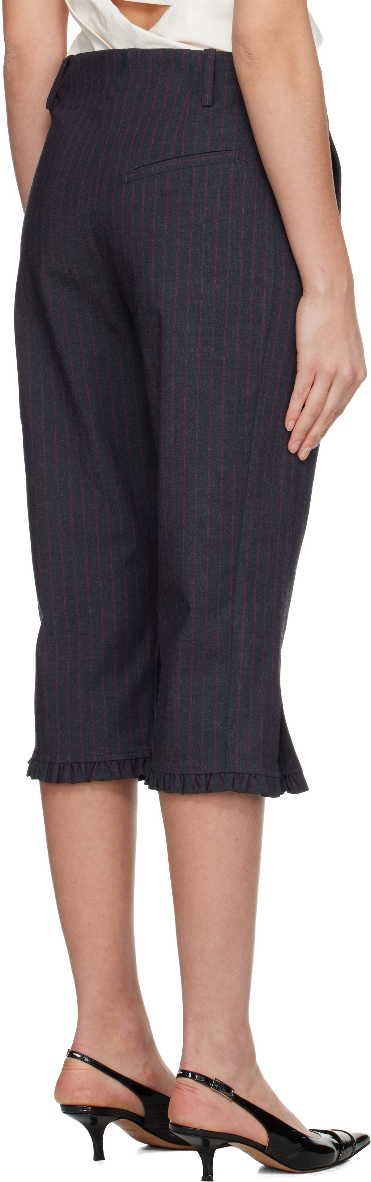 GANNI Gray Pinstripe Capri Trousers