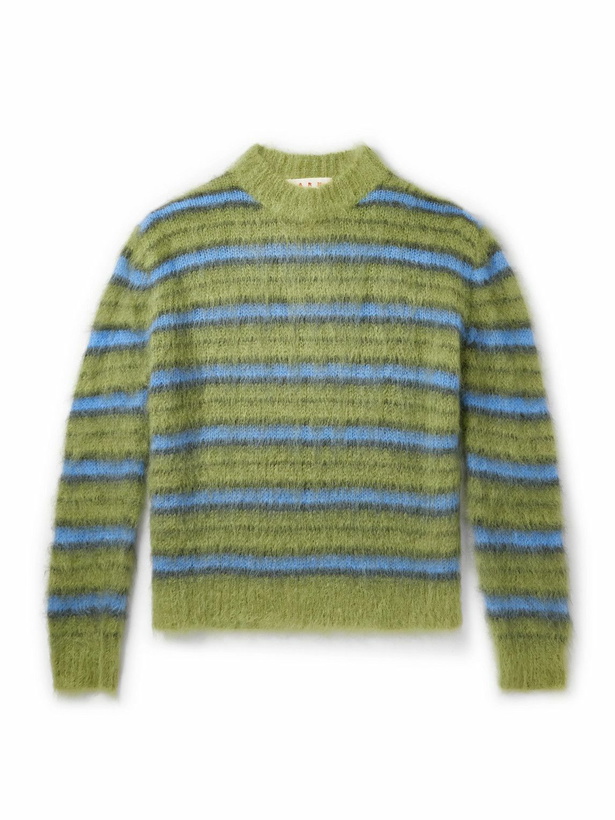 Photo: Marni - Striped Mohair-Blend Sweater - Green