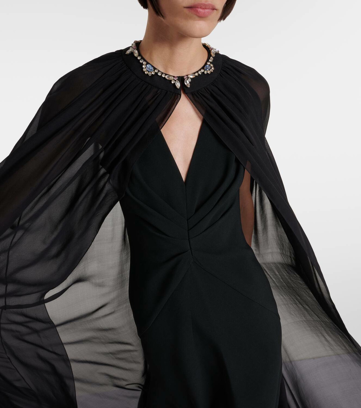Miss Sohee Embellished silk chiffon cape