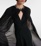 Miss Sohee Embellished silk chiffon cape