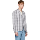 Thom Browne White and Black Unstructured Check Blazer