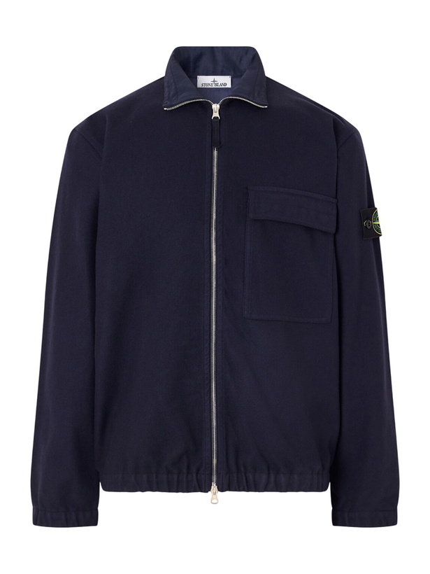Photo: Stone Island - Garment-Dyed Wool Nylon Flannel-TC Overshirt - Blue