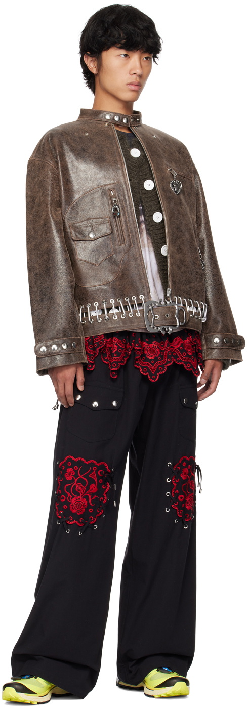 Chopova Lowena Brown Belted Leather Jacket Chopova Lowena