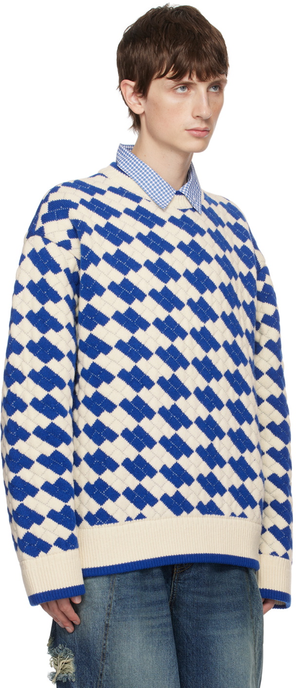 【 ADERERROR 】★Tenit jumper ADER error White & Blue Tenit Sweater ADER error