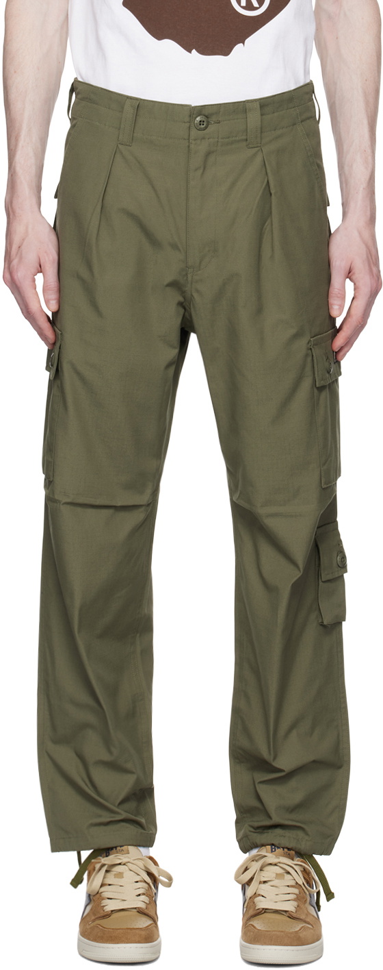 BAPE Khaki Pleated Cargo Pants A Bathing Ape