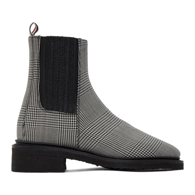 Photo: Thom Browne Black and White Houndstooth Chelsea Boots