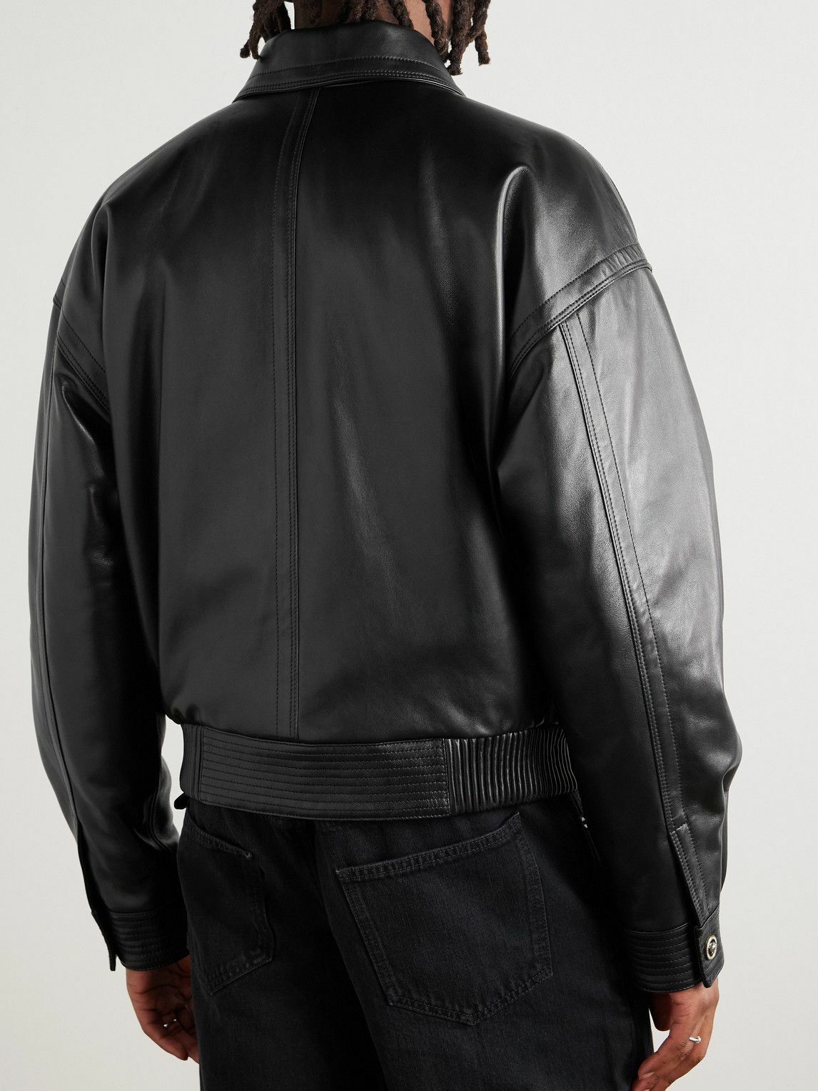 Versace - Leather Bomber Jacket - Black