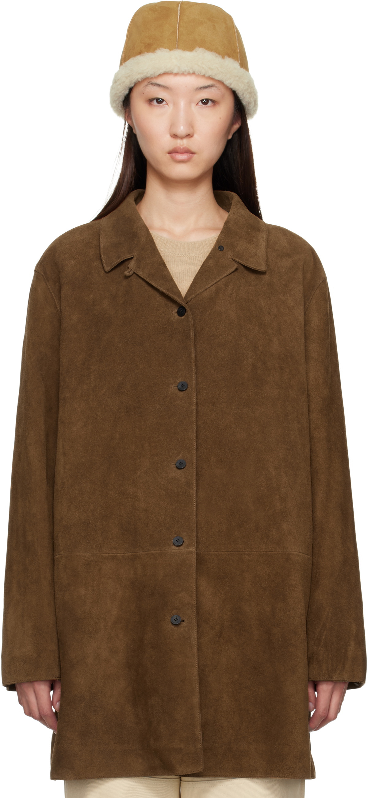 LE17SEPTEMBRE Tan Long Suede Jacket
