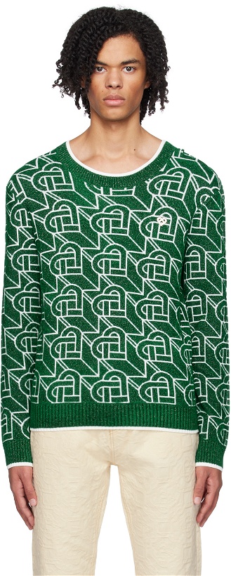 Photo: Casablanca Green Heart Monogram Sweater