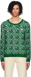 Casablanca Green Heart Monogram Sweater