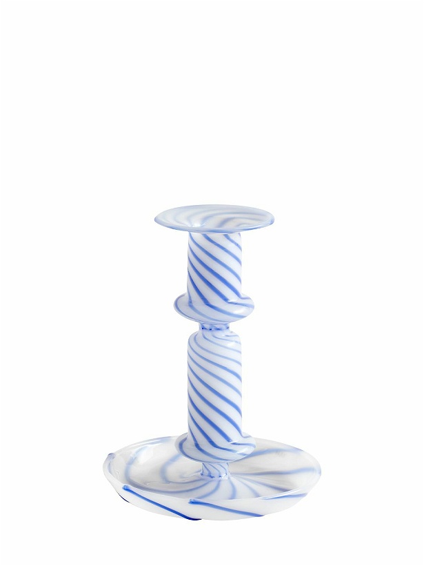 Photo: HAY - Flare Stripe Milk Glass Candlestick