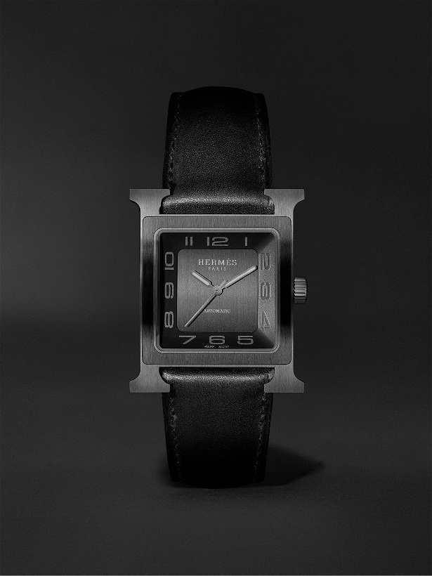 Photo: Hermès Timepieces - Heure H Large Automatic 30.5mm Titanium and Leather Watch, Ref. No. 054131WW00