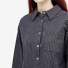 DONNI. Women's Linen Stripe Shirt in Navy Stripe
