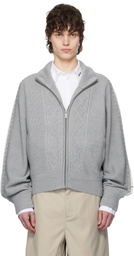 C2H4 Gray Fair Isle Knit Zip Jacket