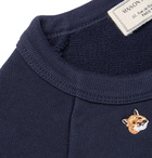 Maison Kitsuné - Slim-Fit Embroidered Loopback Cotton-Jersey Sweatshirt - Navy