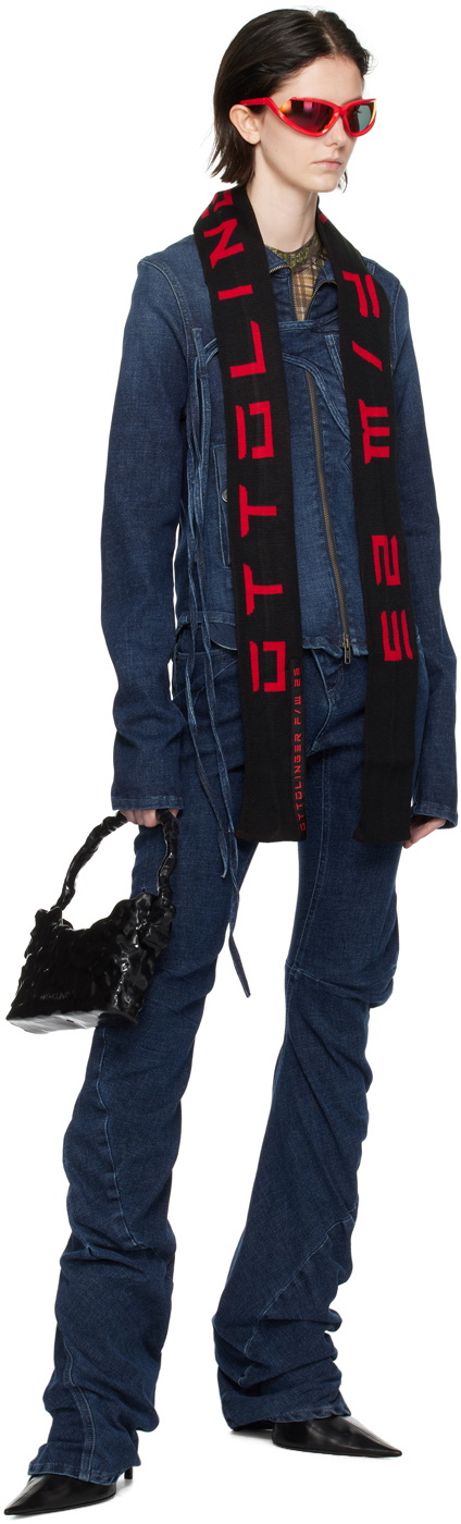 Ottolinger Black & Red Jacquard Scarf