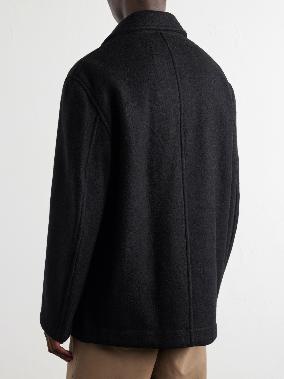 LEMAIRE - Double-Breasted Wool and Alpaca-Blend Felt Coat - Black