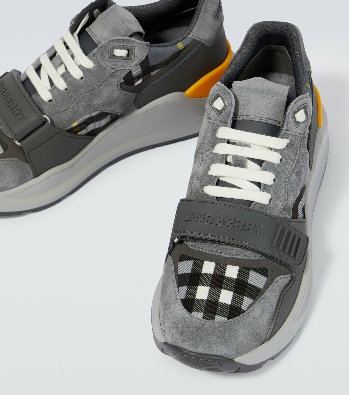 Burberry - Checked canvas and suede sneakers Burberry
