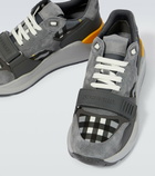 Burberry - Checked canvas and suede sneakers