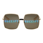 Gucci Gold Oversized Rectangular Sunglasses