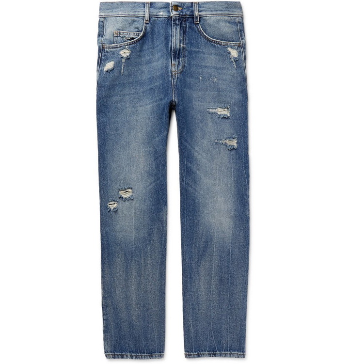 Photo: McQ Alexander McQueen - Skinny-Fit Distressed Denim Jeans - Men - Indigo