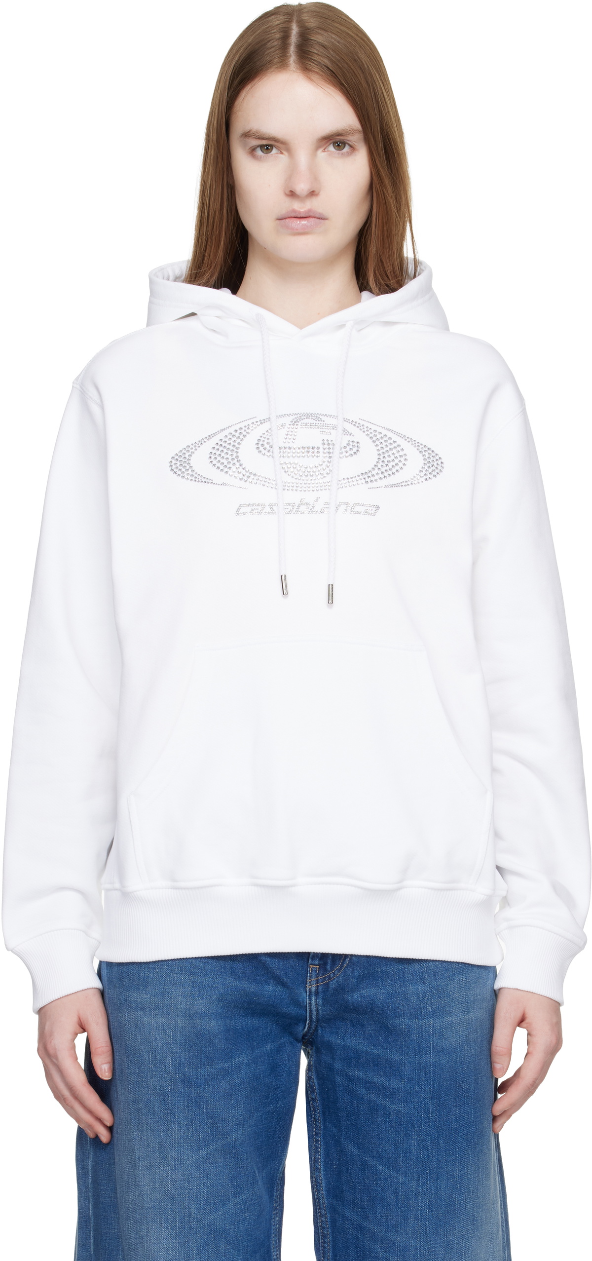 Casablanca Off-White Crystal Warped Logo Hoodie