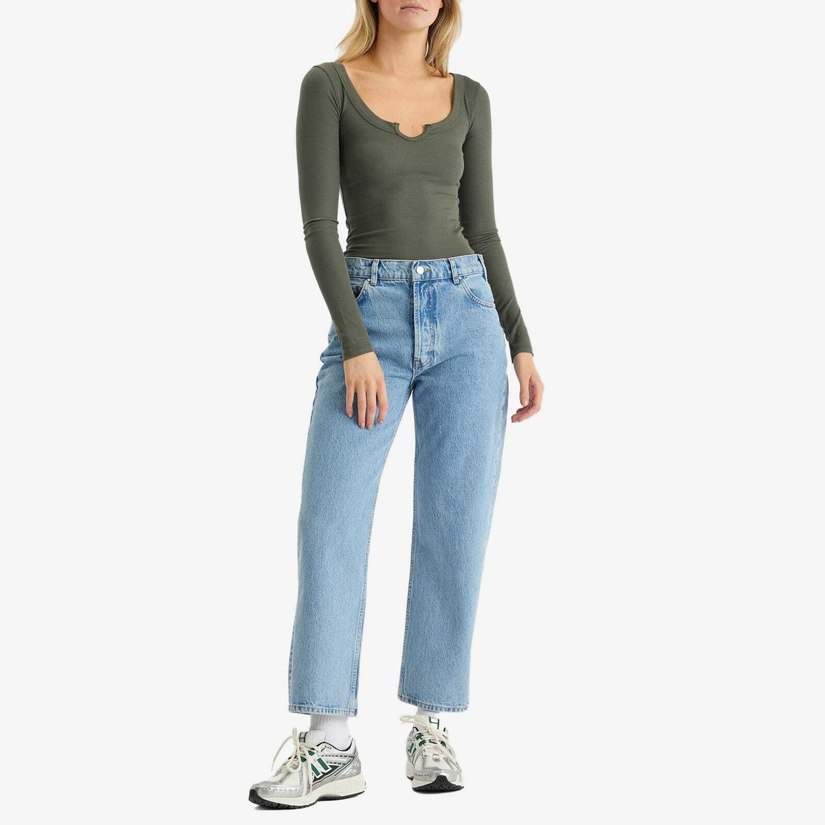 Joah Brown Women's Henley Long Sleeve Top in Mineral