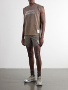 Satisfy - Distressed Logo-Print MothTech™ Organic Cotton-Jersey Tank Top - Brown