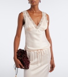 Posse Blake lace-trimmed silk satin top