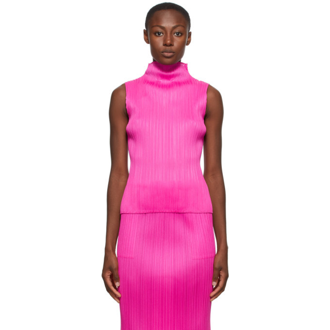 Hot Pink Issey Miyake Pleats Please Short Sleeve Pleated Top For Sale at  1stDibs