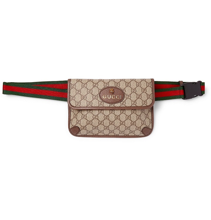 Photo: Gucci - Ophedia Leather-Trimmed Monogrammed Coated-Canvas Belt Bag - Brown