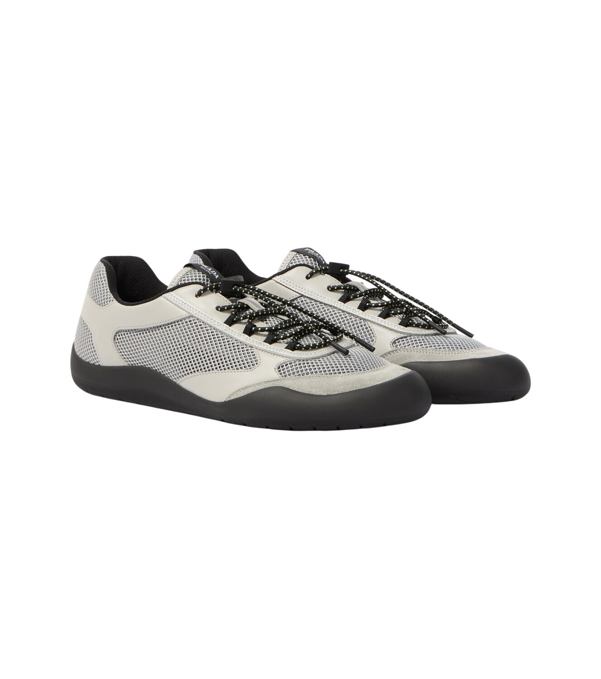 Prada Black Leather and Mesh Velcro High-Top Sneakers Prada