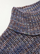 Mr P. - Mouline Knitted Mock-Neck Sweater - Blue