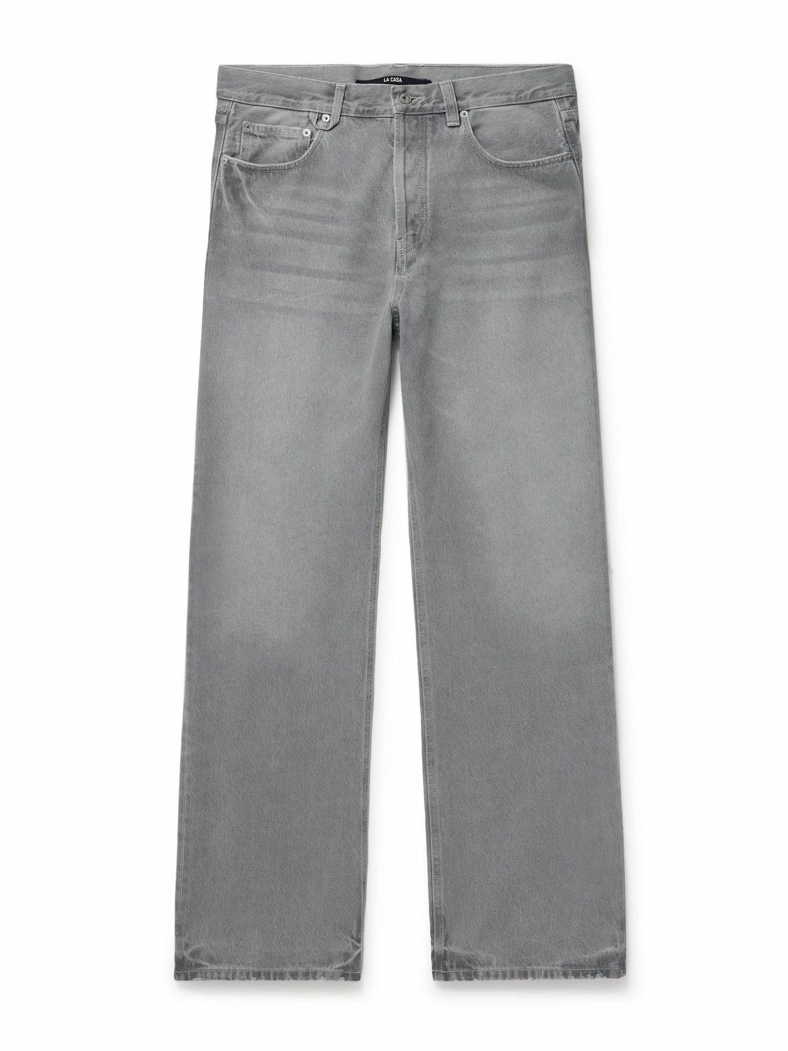 Jacquemus - Straight-Leg Leather-Trimmed Jeans - Gray