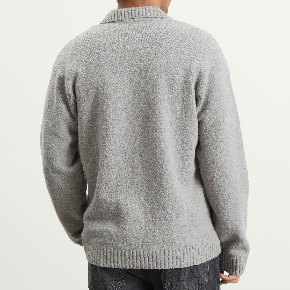 Represent Men's Knitted Boucle Knit Polo in Grey