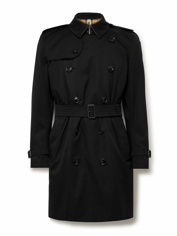Photo: Burberry - Kensington Double-Breasted Belted Cotton-Gabardine Trench Coat - Black