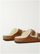 Birkenstock - Arizona Shearling-Lined Suede Sandals - Brown